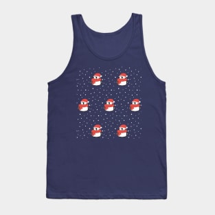 Winter cute penguins pattern with snow. Tank Top